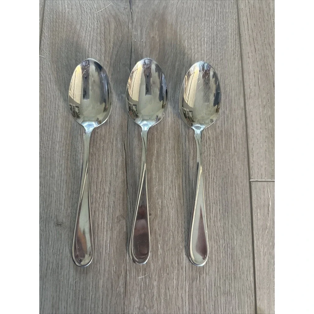 3 PCs Oneida FLIGHT RELIANCE Stainless OVAL PLACE SPOONS USA Textured